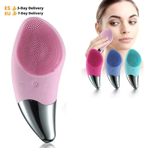 3 In 1 USB Electric Silicone Facial Cleansing Brush Deep Pore Cleaning Waterproof Skin Massager Powered Facial Cleansing Device