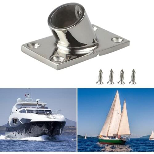 7/ 8/10 Inch 60 Degree Boat Deck Handrail Rail Fitting Square Base Marine 316 Stainless Steel For Boat Yacht 22 /25 Mm Rail Tube