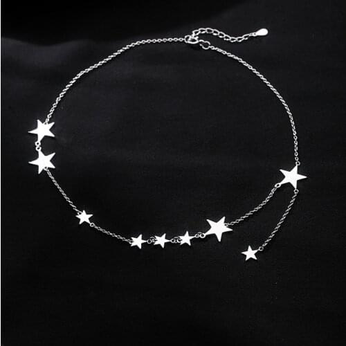 925 Sterling Silver Star Charm Pendant Choker Necklace Fine Jewelry For Women Jewelry dz661