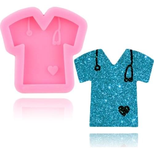 Shiny T-Shirt Doctor Clothes Silicone Keychain Epoxy Resin Mold Luggage Tag Charms Jewelry Making Molds Chocolate Candy Moulds