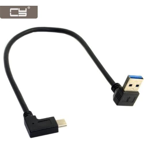 CYDZ Reversible USB-C USB 3.1 Type C Angled to 90 Degree Down Angled A Male Data Cable for Laptop & Tablet & Mobile Phone 30cm