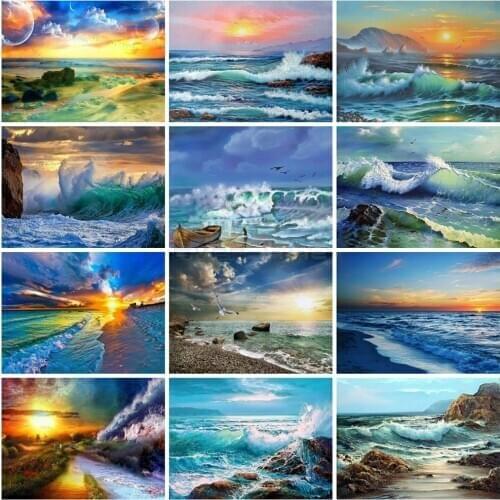 EverShine 5D Diamond Painting Full Drill Square Landscape Cross Stitch Diamond Embroidery Seascape Rhinestones Wall Decor