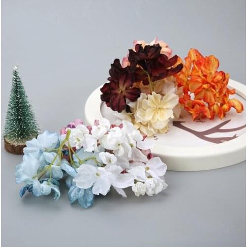 5Pcs Simulation Flower Exquisite Workmanship Artificial Decoration Gifts DIY Hat Clothing Fake Hydrangea Flower Fake Flower