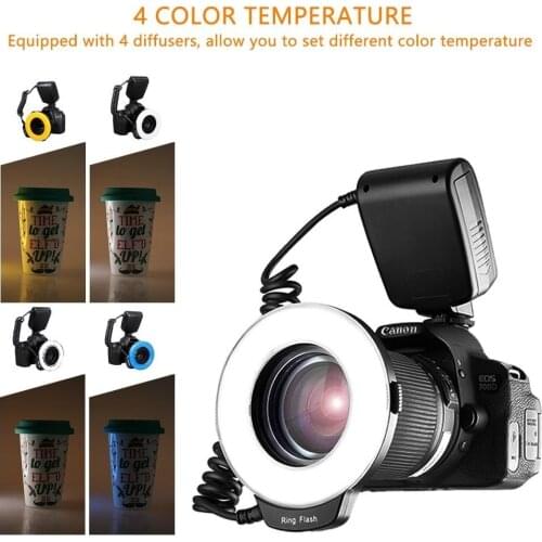 JINTU RF-550 Macro 48 LED flash Ring Light for Nikon D500 D5500 D3400 D750 D7100 D7200 D90 D800 D800E,D810 + 6pcs Adapter rings