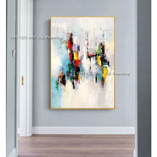 Modern abstract blue white red oil painting on Canvas home decoration wall hand painted wall art Picture For Living Room