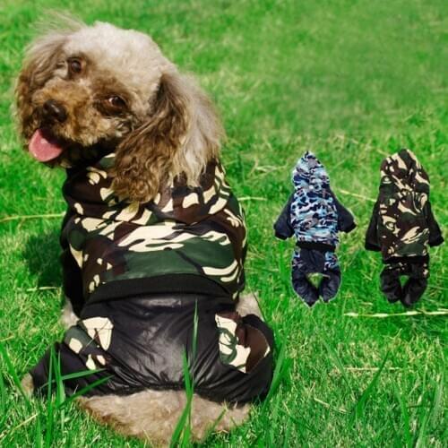 Pet Jumpsuit Winter Warm Camouflage Hooded Clothes Cat Puppy Animal Cotton Coat JacketFor Chihuahua Small Large Dogs