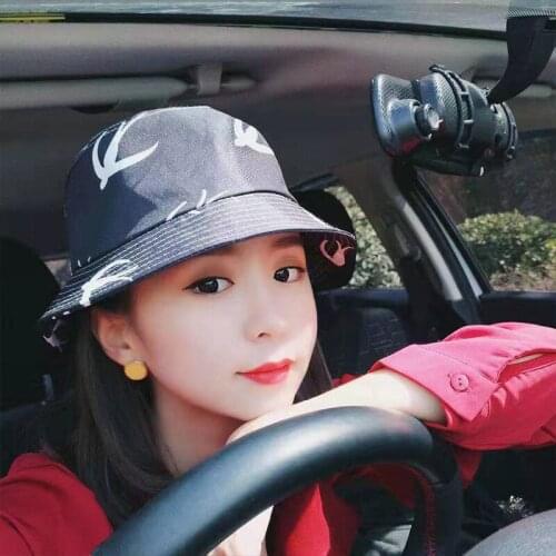 Korean girls dress up with letter embroidery fishermans hat wide brim beach UV proof dome sun proof fishermans Hat Girl Gift