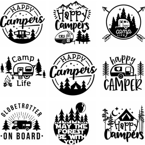 Creative Happy Camping Life Car Sticker for Car Window Vinyl Decals Car Styling Self Adhesive Emblem Car Decoration Stickers