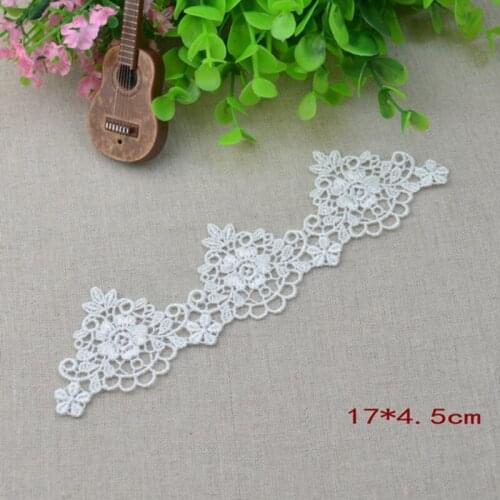 20Pieces Off White Flower Floral Lace Applique Motif Water Soluble Lace Patch Beautiful DIY Sewing Accessories For Wedding Dress