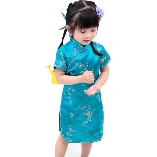 2019 Floral Baby Qipao Girl summer Dresses Kid Chinese Style chi-pao cheongsam New Year gift Childrens Clothes