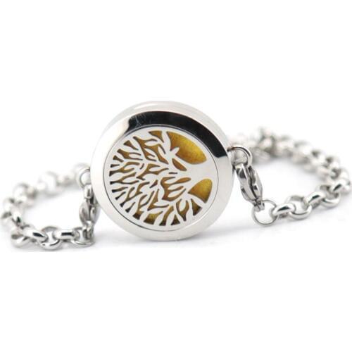 Tree of life 25mm Magnet Aromatherapy Essential Oils Stainless Steel Perfume Diffuser Locket bracelet(length8-9")