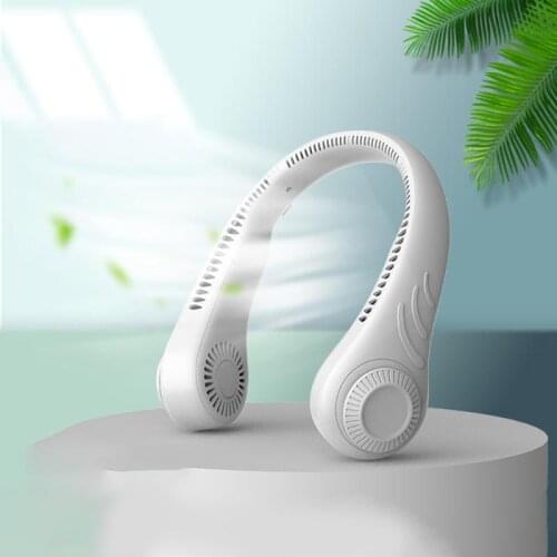 Mini Fan Neck Double Fans USB Rechargeable Wearable Portable Bladeless Fan 3 Speed 360 Degree Adjustable for Home Office