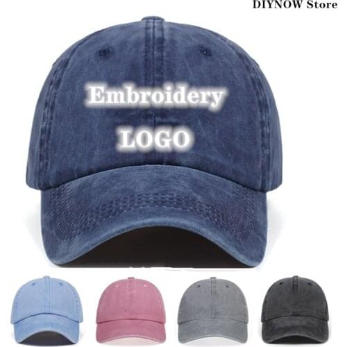 Custom logo hat 100% cotton washed denim cap Men Women Baseball Cap Blank Hat Adult Children Kids custom hat for team