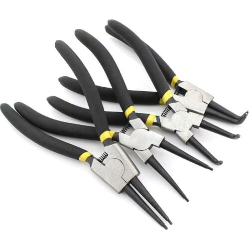 4PCS 6 Inch Circlip Pliers Set Internal External Curved Straight Tip Snap Ring Pliers Multifunctional Hand Tools
