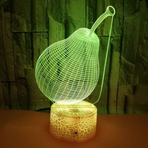 New Pear 3d Usb Night Light Colorful Touch Charging Visual Led Night Lamp Gift Decoration Small Table Lamp