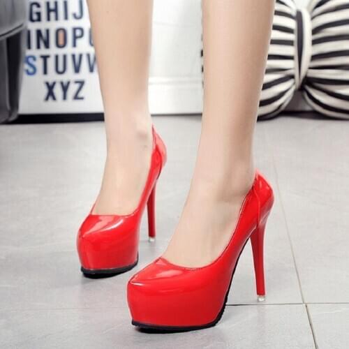New sexy white high heels round head fashion waterproof platform temperament solid color large size work shoes