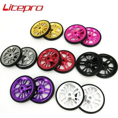 New Litepro Folding Bike For Brompton Easywheel Aluminum Alloy Bearing Easy Wheel Rear Rack Flat Rubber Wheels