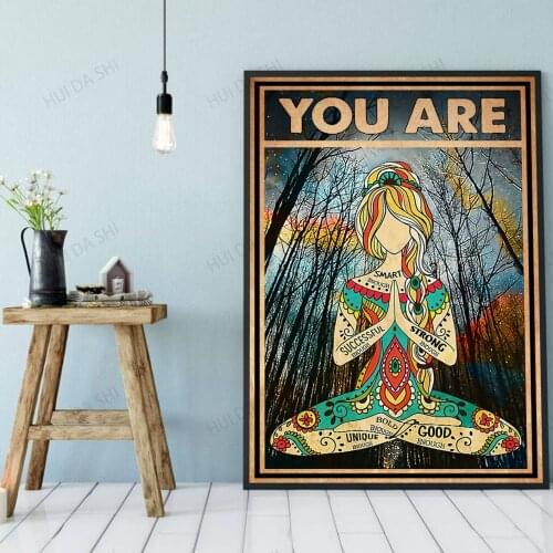 Yoga Poster - You Are, Yoga Lover Gift, Practice Yoga From Home, Hippie Art Print, Yoga Studio Decor, Best Gift Ever, Wall Art