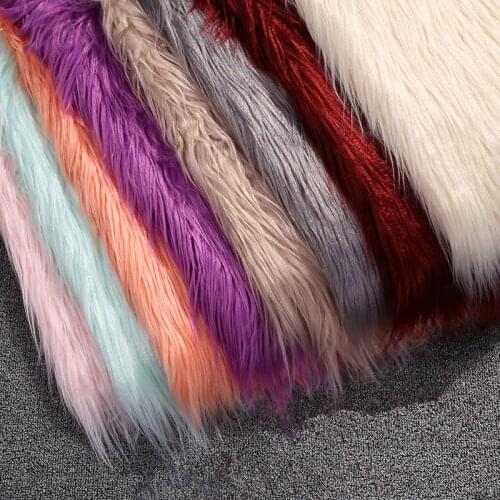 Pink White Orange Purple Grey Khaki 7cm Long Plush Fake Wool Fur Fabric For Coat Vest Stage Cosplay DIY Newborn Photographic