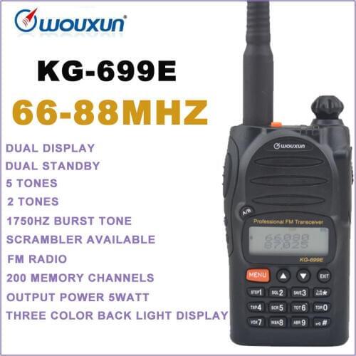 66-88MHz WOUXUN KG-699E Dual Display Dual Standby FM Portable walkie talkie Two-way Radio Transceiver