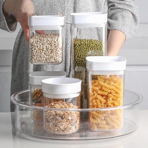 Turntable Storage Bin Practical Plastic Tea Sweeteners Turntable Storage Box Spice Rack For Kitchen Cupboard Organizor