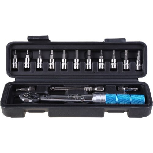 15 Pcs/Set 1/4-inch 2-15Nm Torque Wrench Professional Bicycle Bike Part Repair Tools Kit Adjustable Manual Spanner
