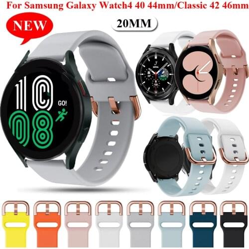 20mm Silicone Strap For Samsung Galaxy Watch4 classic 46 42mm Replacement Wristband Galaxy Watch 4/Active 2 40 44 Band Bracelet