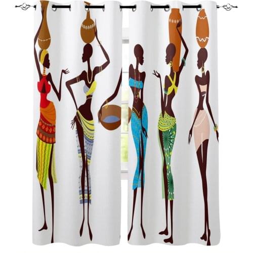 Luxury Curtains African Women Bottle Blackout Curtain for The Bedroom Home Decor Living Room Kitchen Blackout Curtain