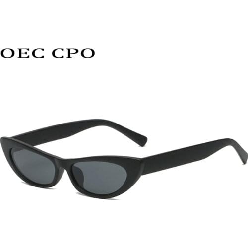 OEC CPO Vintage Cat Eye Sunglasses Women Sexy Small Frame Rectangle Sun Glasses Female Fashion UV400 Lentes De Sol Mujer O998