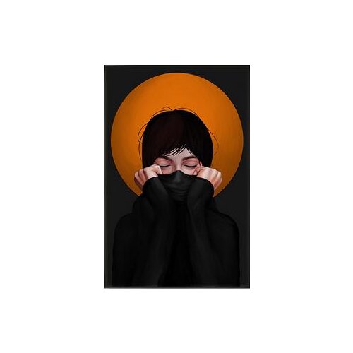 Modern Girl Concealed Face with Black Art Film Print Silk Poster for Your Home Wall Decor 24x36inch