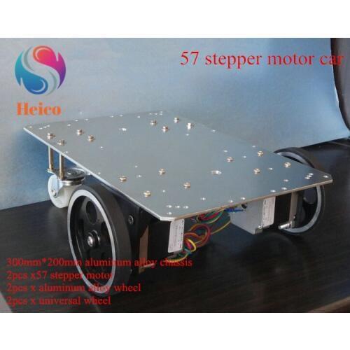 Smart Motor Car With 2pcs 57 Stepper Motor 300x200mm Metal Car Chassis Large Load-bearing Trolley DIY Robotic Model For Arduino