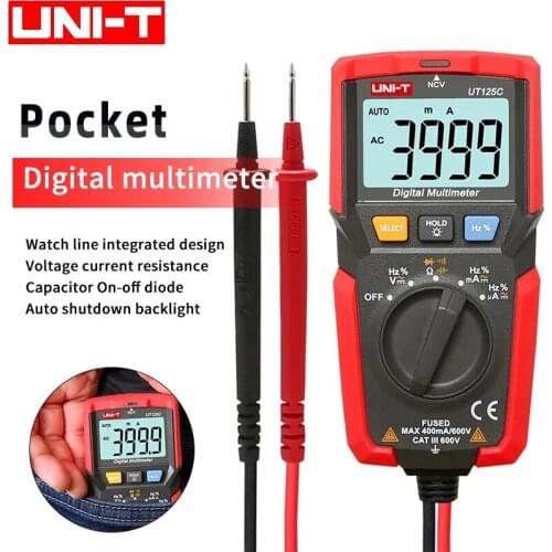 UNI-T UT125C Pocket Digital Multimeter Resistance Capacitance Frequency Diode NCV Test Low Voltage Display Meter Line Integrated