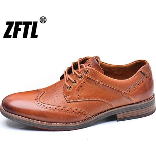ZFTL New Mens dress shoes Brogue shoes man Business shoes man Wedding shoes male casual lace-up shoes Man Oxford shoes