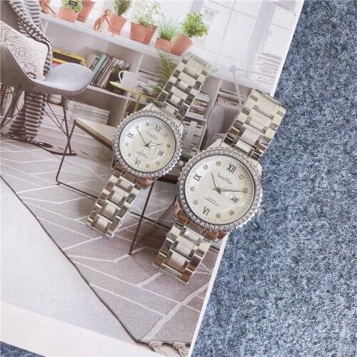 Fashion Brand Couple Watches Diamond Womens Watch Sainless Steel Butterfly Clasp 2 Sizes Choose Quartz Clock relogio feminino