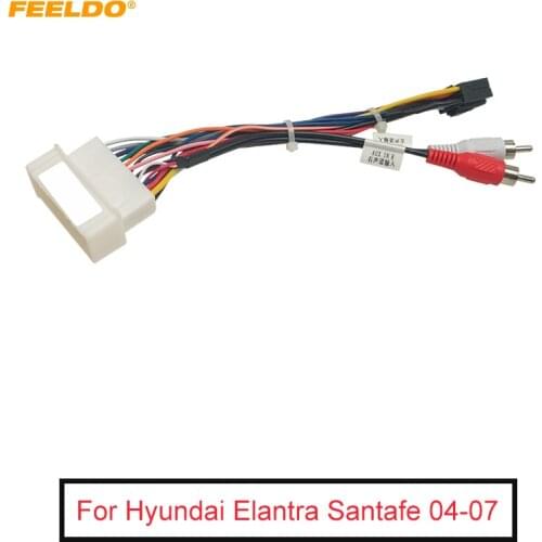 FEELDO Car Radio Audio 16PIN Wiring Harness Adaptor For Hyundai Santa Fe Power Calbe Wire Plug Harness