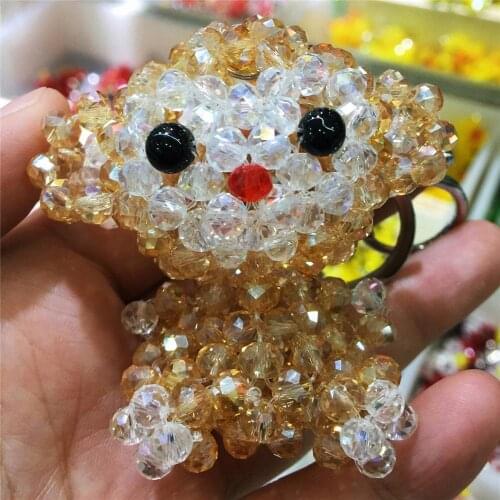 1PCS Hand-woven animal little monkey Austrian crystal key chain hanging bag accessories sparkling beautiful Christmas gift