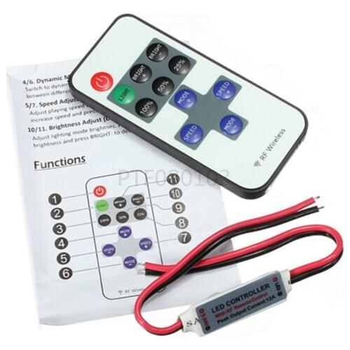 12A 5V-24V LED RF Wireless Mini Remote Dimmer Controllers RF Wireless Remote LED Controller