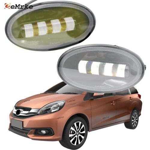 2x Cut-Line Lens Front Full LED Fog Lights White / Yellow Color Foglamp for Honda Mobilio 2014 2015 2016 2017