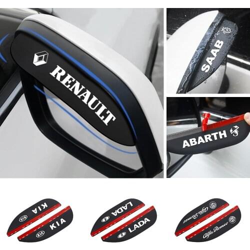 2PC Car Rain Eyebrow Side Rear View Mirror Soft Rubber Visor for Kia Mazda Mitsubishi Peugeot Mini Renault Toyota Fiat Seat Opel