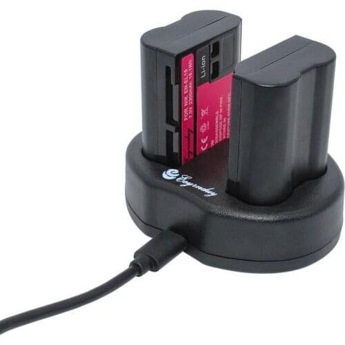 2x Digital Battery pack + dual charger EN-EL15 ENEL15 For Nikon D600 D750 D800 D800E D7000 D7100 V1 MH-25