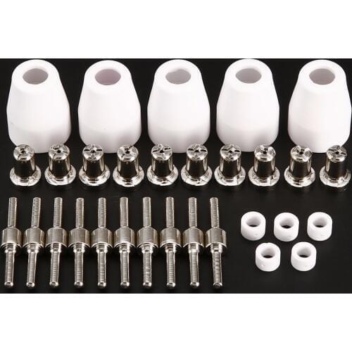 30pcs LG-40 PT-31 Air Plasma Cutter Consumables Tips Electrodes Extended Nickel-Plated For CUT40 312 Cutting Machines Mayitr