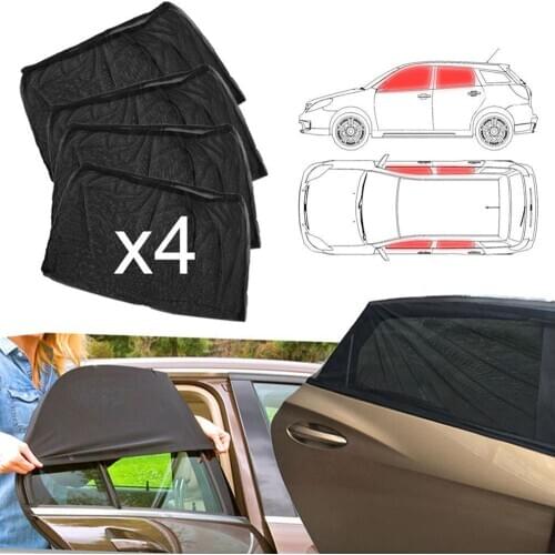 4pcs Front And Rear Window Sunshade Sunshade Net Cover 2pcs Front Window Sunshade + 2pcs Rear Window Sunshade Car Exterior Acces