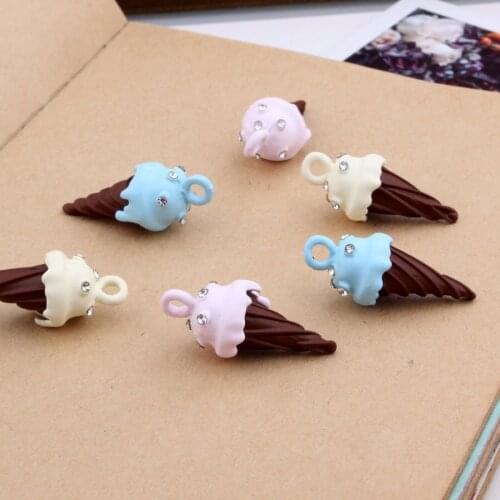 5pcs 12*29MM Fashion DIY enamel ice cream cone charms for bracelet, metal alloy painted icecream pendants dangle jewelry making