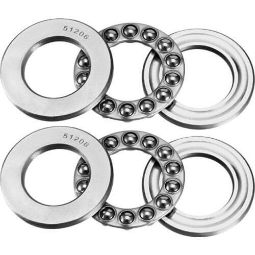 51206 Single Direction Thrust Ball Bearings 30mm x 52mm x 16mm Bearing Steel (Pack of 2)