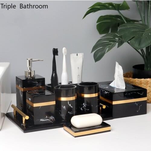 Resin bathroom accessories mouthwash cup toothbrush holder soap dish set wash tool storage tank with handle toilet brush