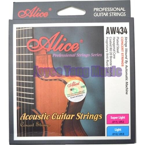 Alice AW434-L Acoustic Guitar Strings Coated Steel Hexagonal Core Coated 80/20 Bronze Wound Proprietary Anti-Rust Coat