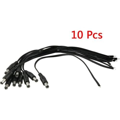 AU42 -10pcs 5.5x2.1mm Male DC Power Pigtails Plug Lead Cord for CCTV Camera