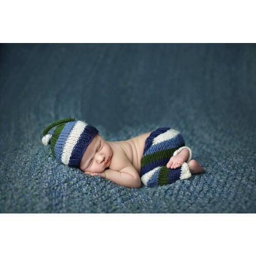 Free shipping, Baby Beanies Hat with pants baby sets ,baby boys stripe hat ,newborn knitting photography props size:0-1m,3-4m