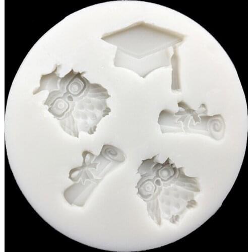 Graduation Owl Thesis Doctorial Hat Shape Silicone Mold Sugarcraft Chocolate Cupcake Baking Mold Fondant Cake Decorating Tools