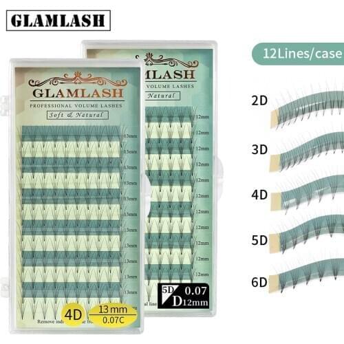 GLAMLASH Premium Premade Volume fan 2D 3D 4D 5D 6D fanned eyelash extension Russian mink lashes individual makeup tool cilios